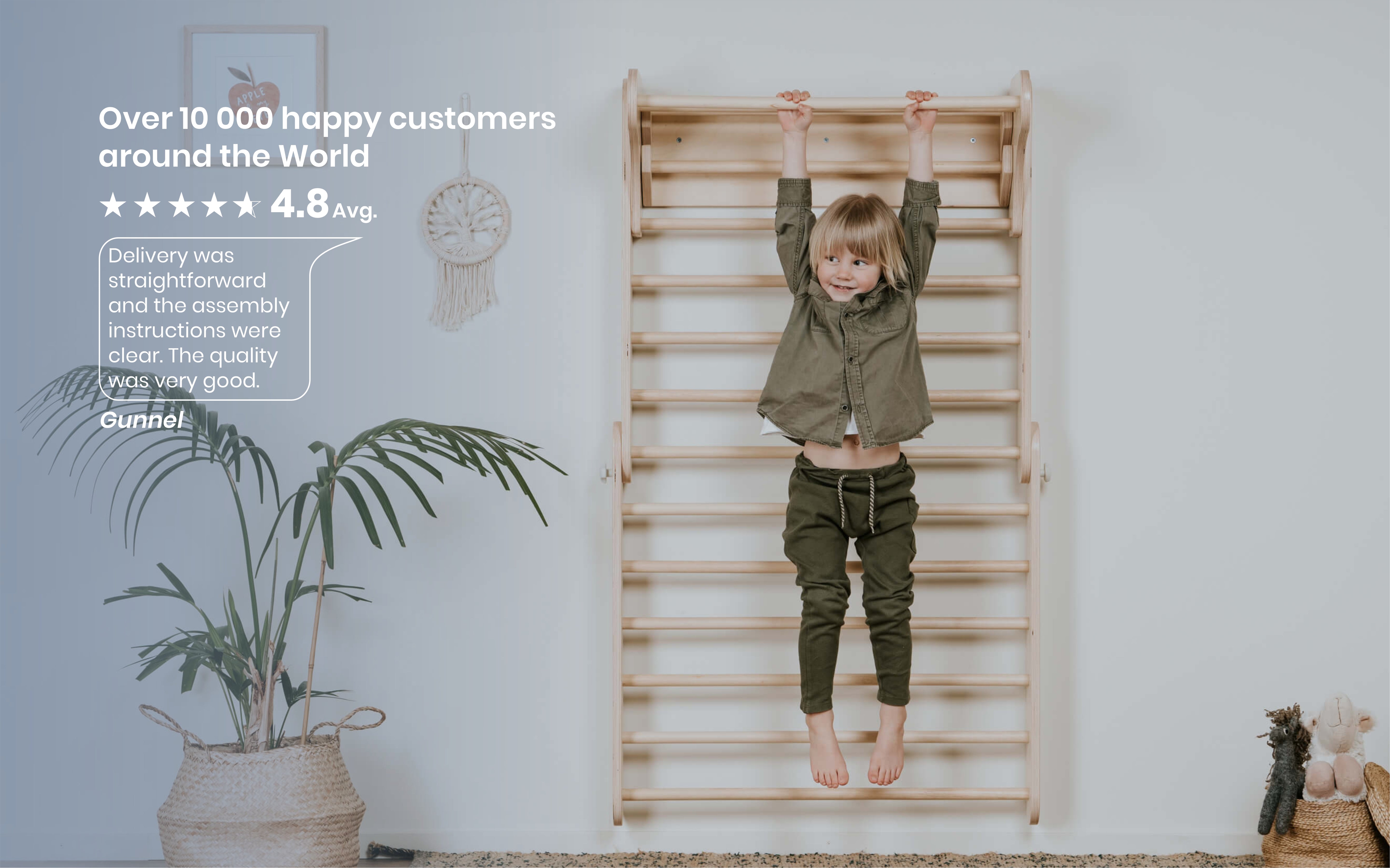 Wooden Swedish wall for kids indoor climbing and play