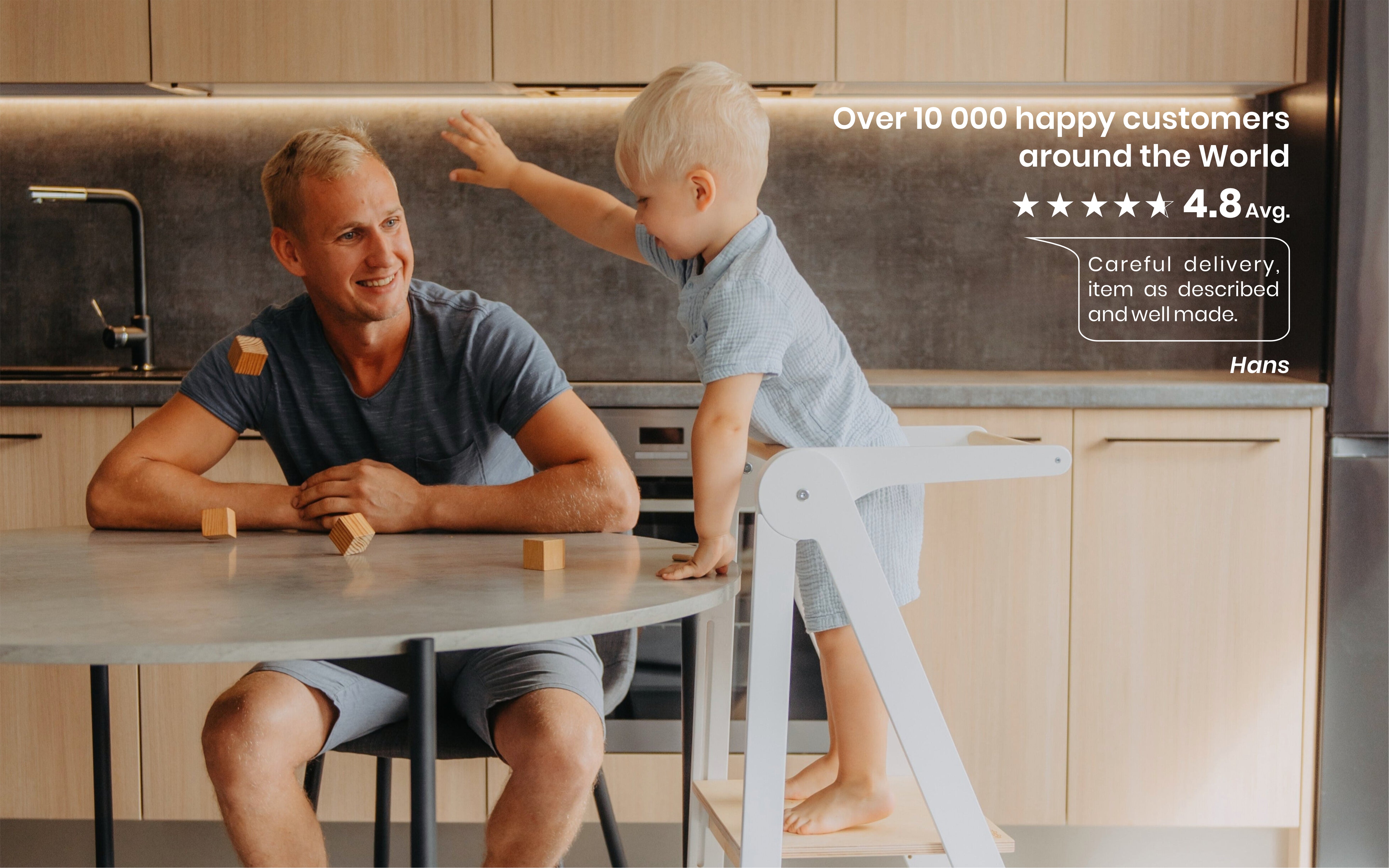 Wooden learning tower for toddlers to safely reach kitchen counters