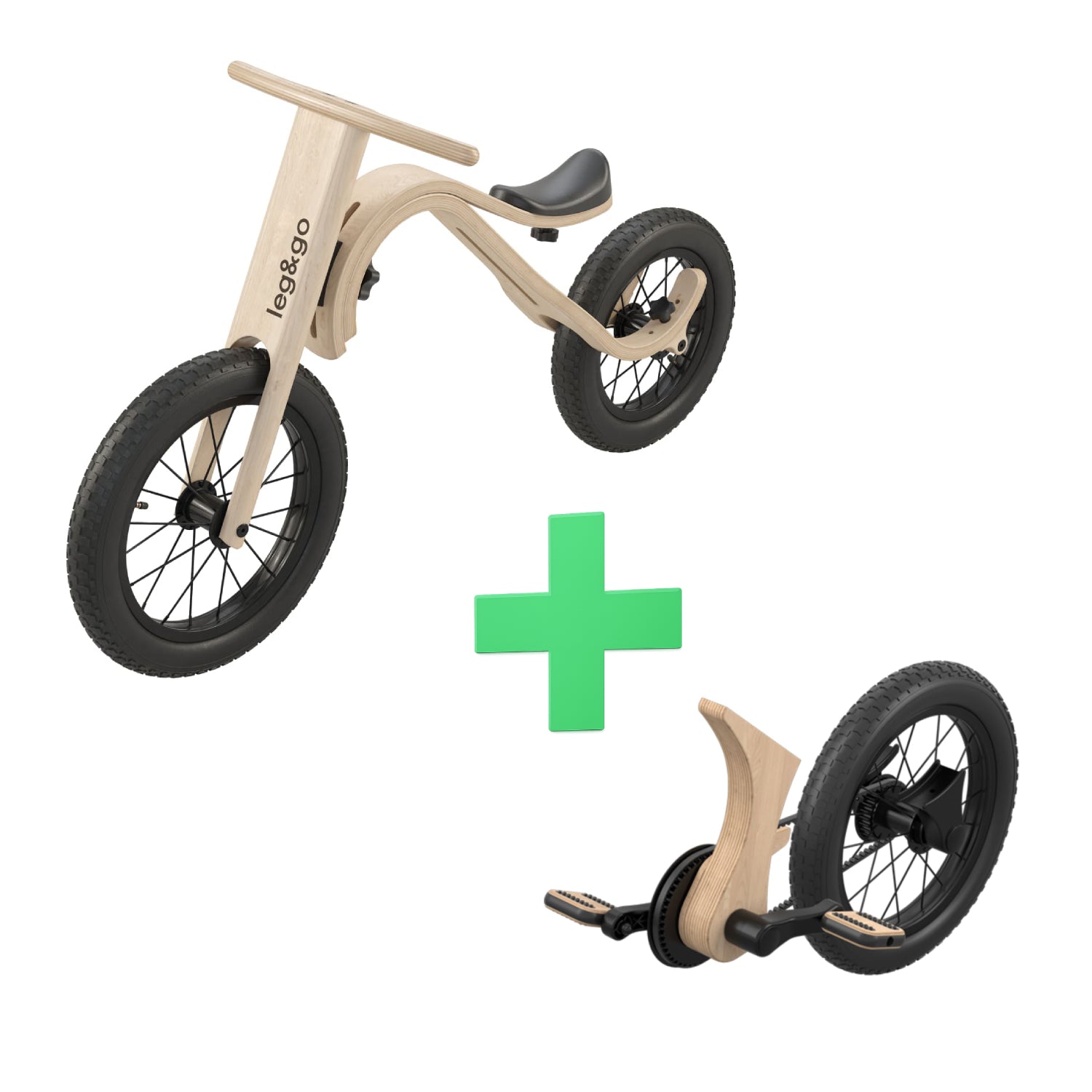 Balance bike and pedal bike add-on set