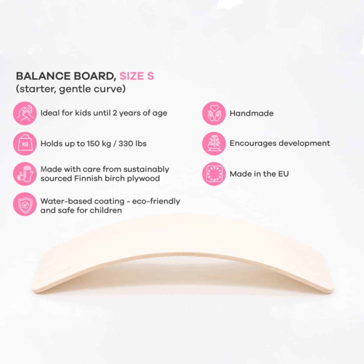 Benefits chart of leg&go small wooden balance board