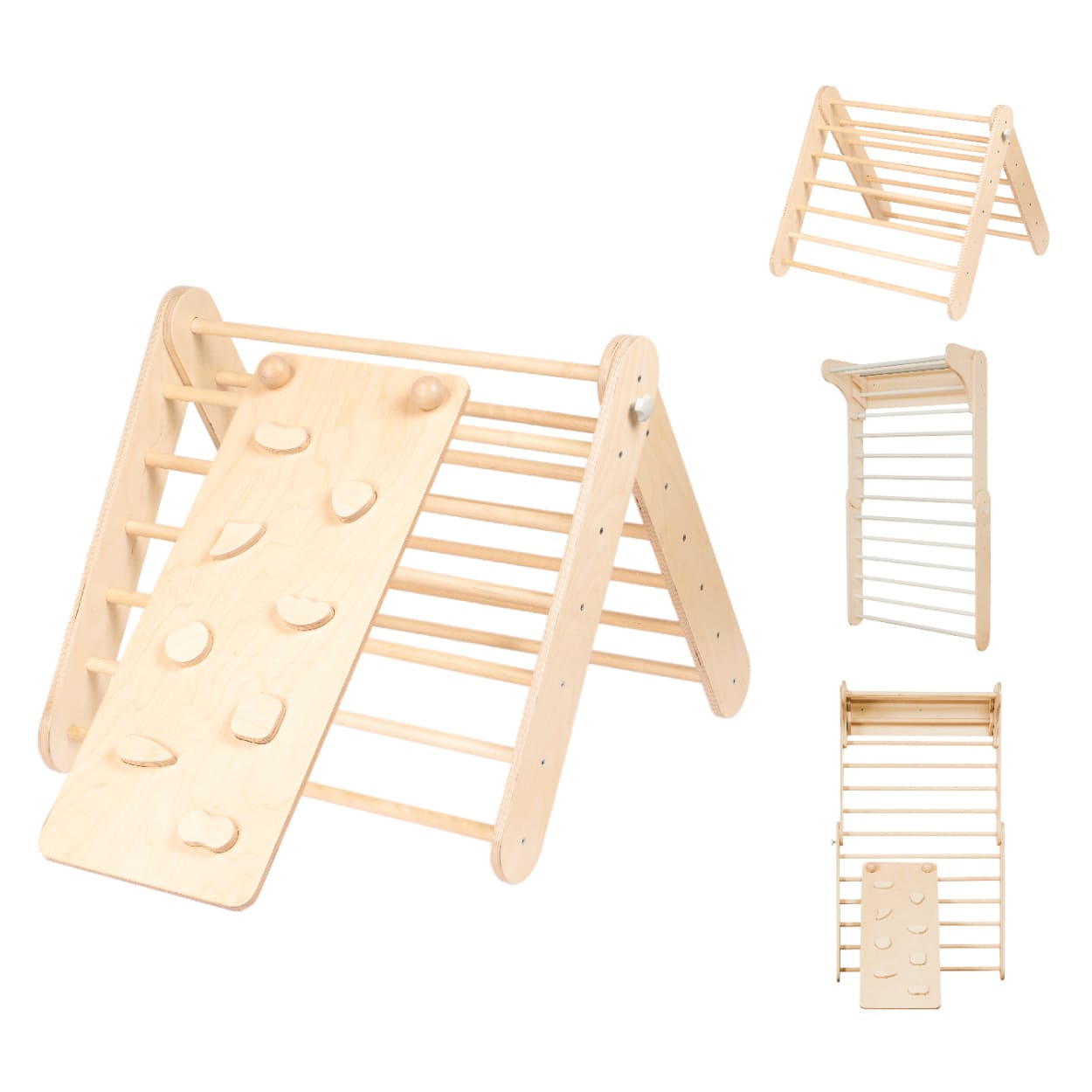 Leg&go wooden climbing triangle and Swedish ladder set with a ramp