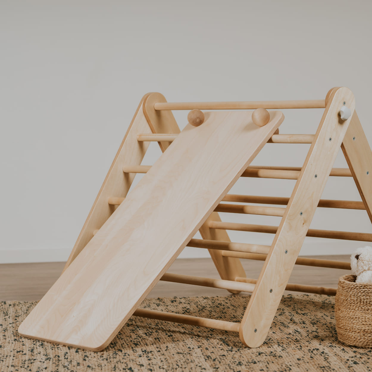 climbing gym and ramp set made from wood