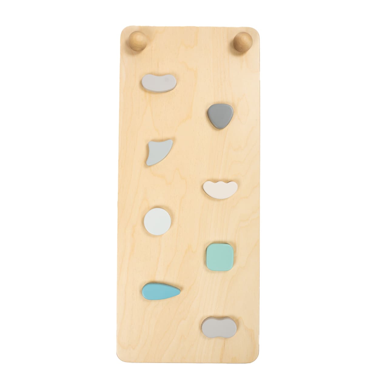 Wooden ramp with pastel color theme for leg&go climbing triangle.