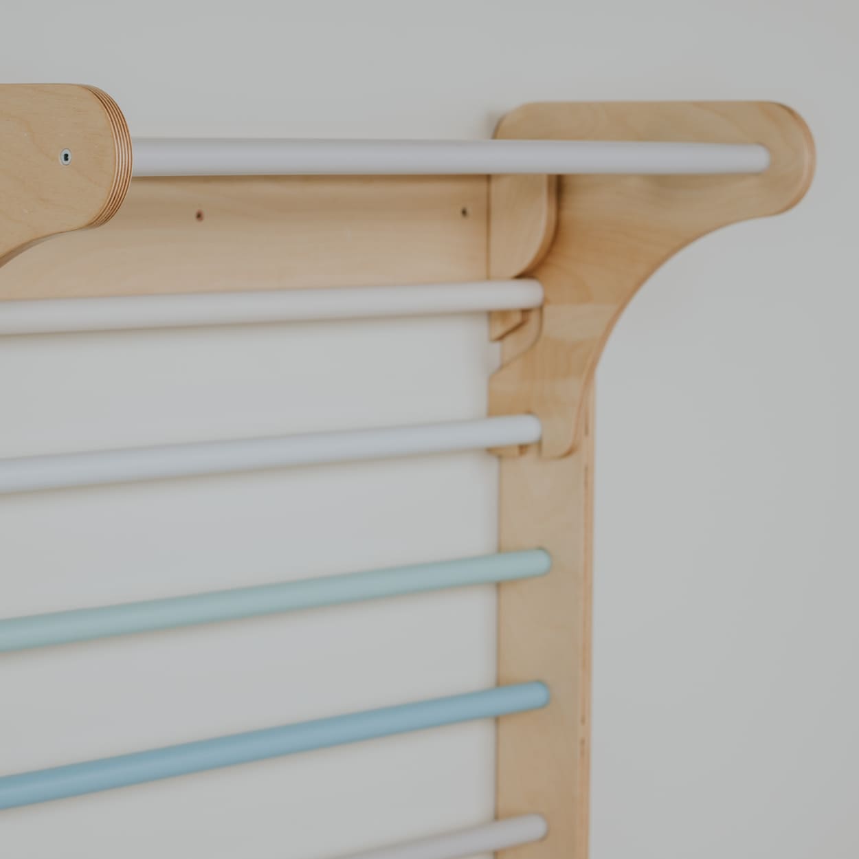 Swedish ladder top hanging bar connection part in a close up
