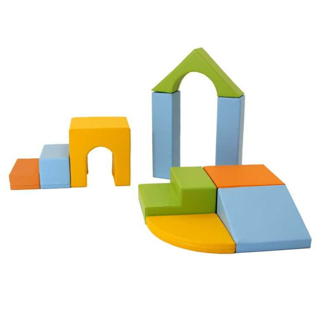 Soft play Creativity set in light colorful tones arranged in open structure