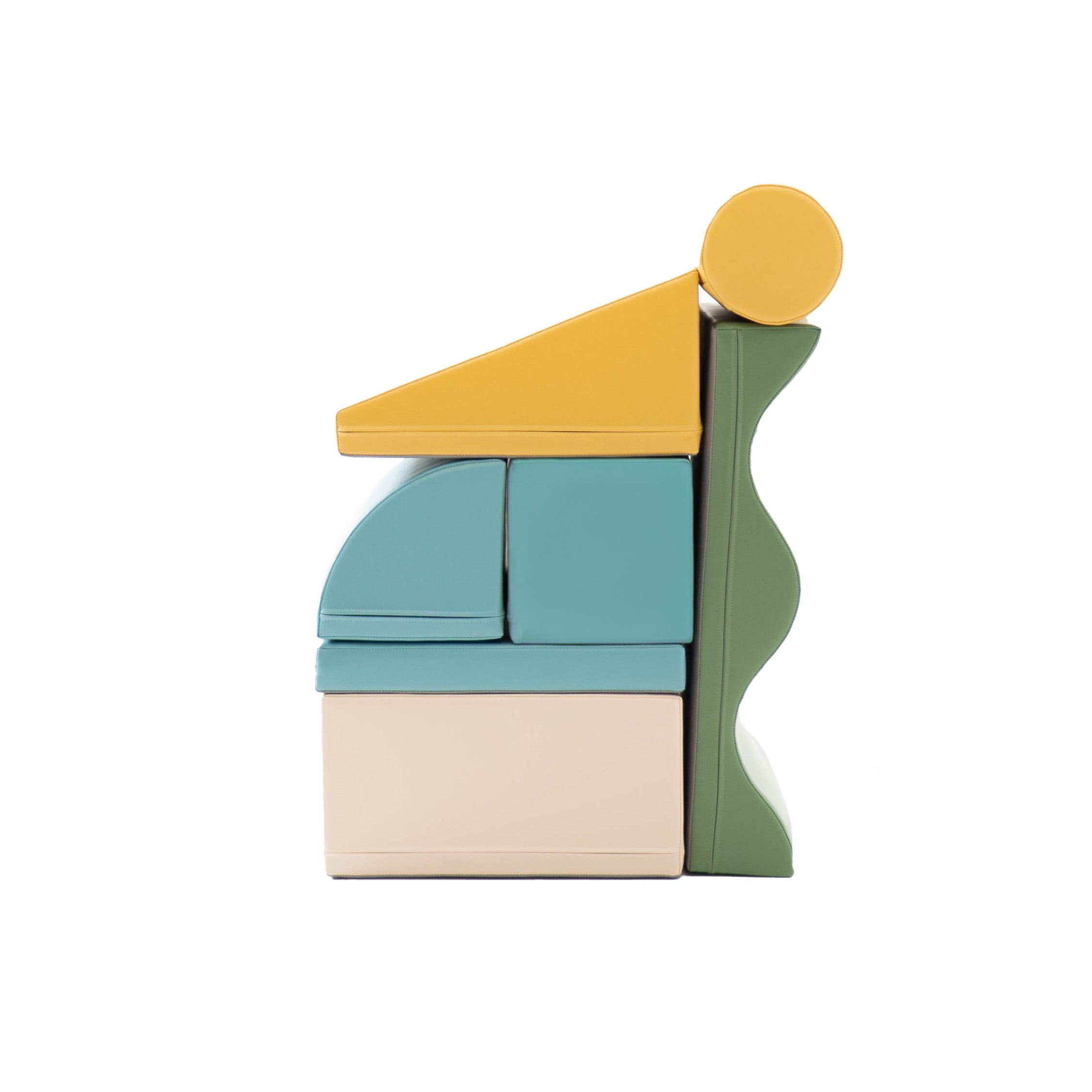 Discoverer soft foam block set in beige and turquoise stacked in vertical form