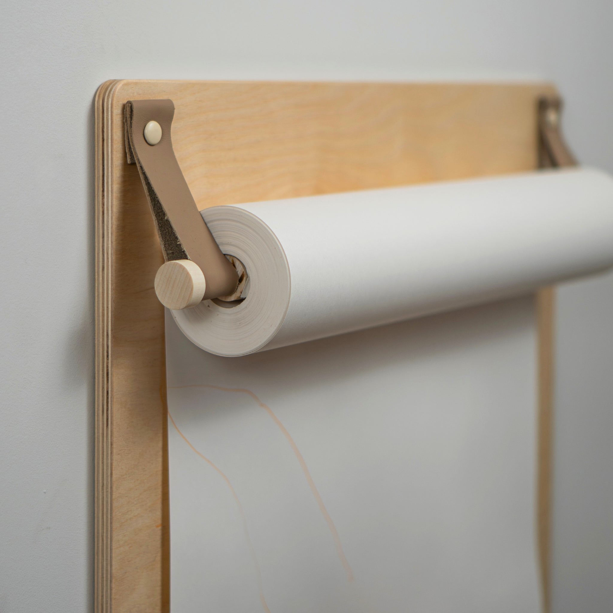 Wall mount drawing board with easy paper roll holder, wooden drawing wall