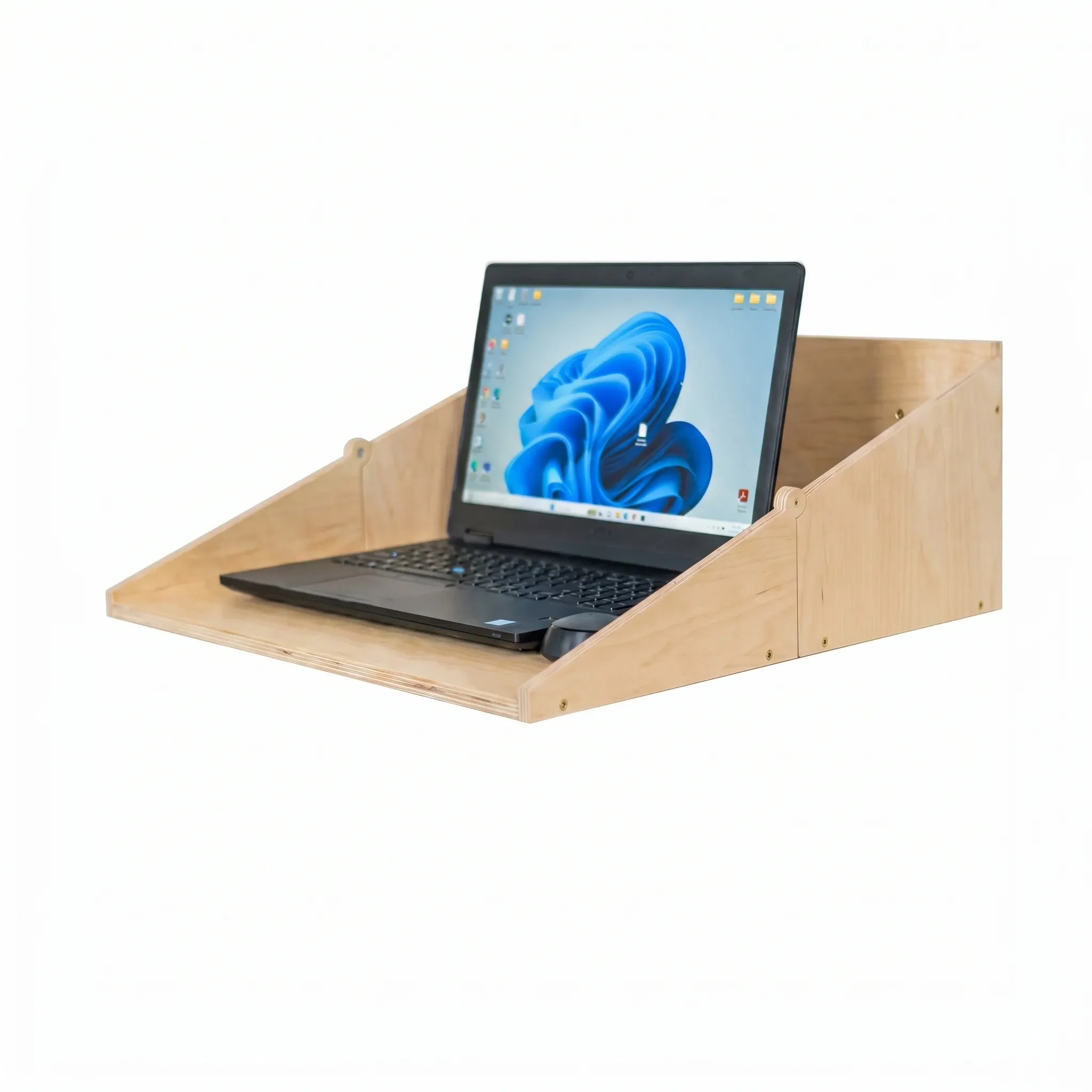 Natural wood Murphy Desk floating wall mounted desk with laptop