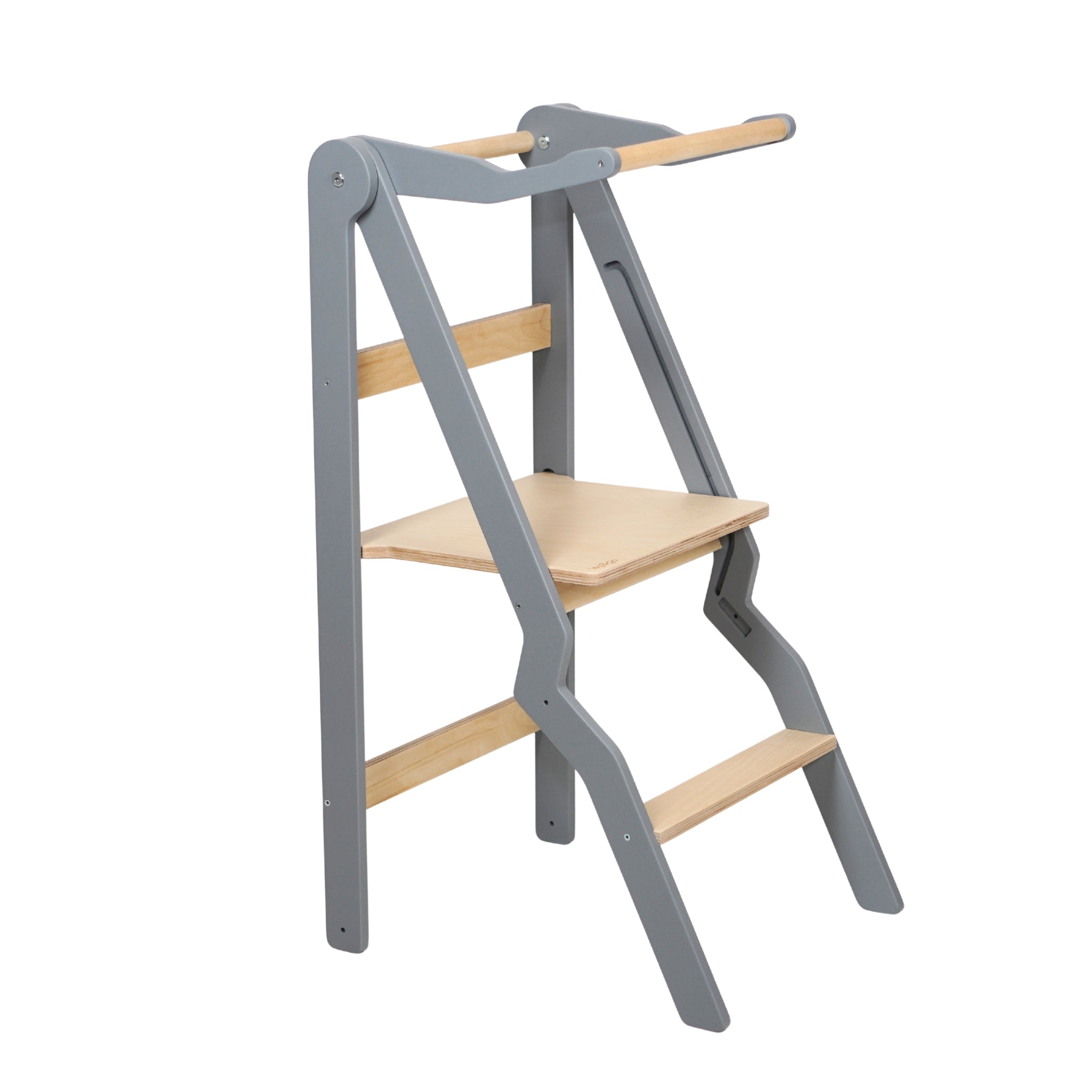 gray foldable helper tower for toddlers adjustable kitchen stool
