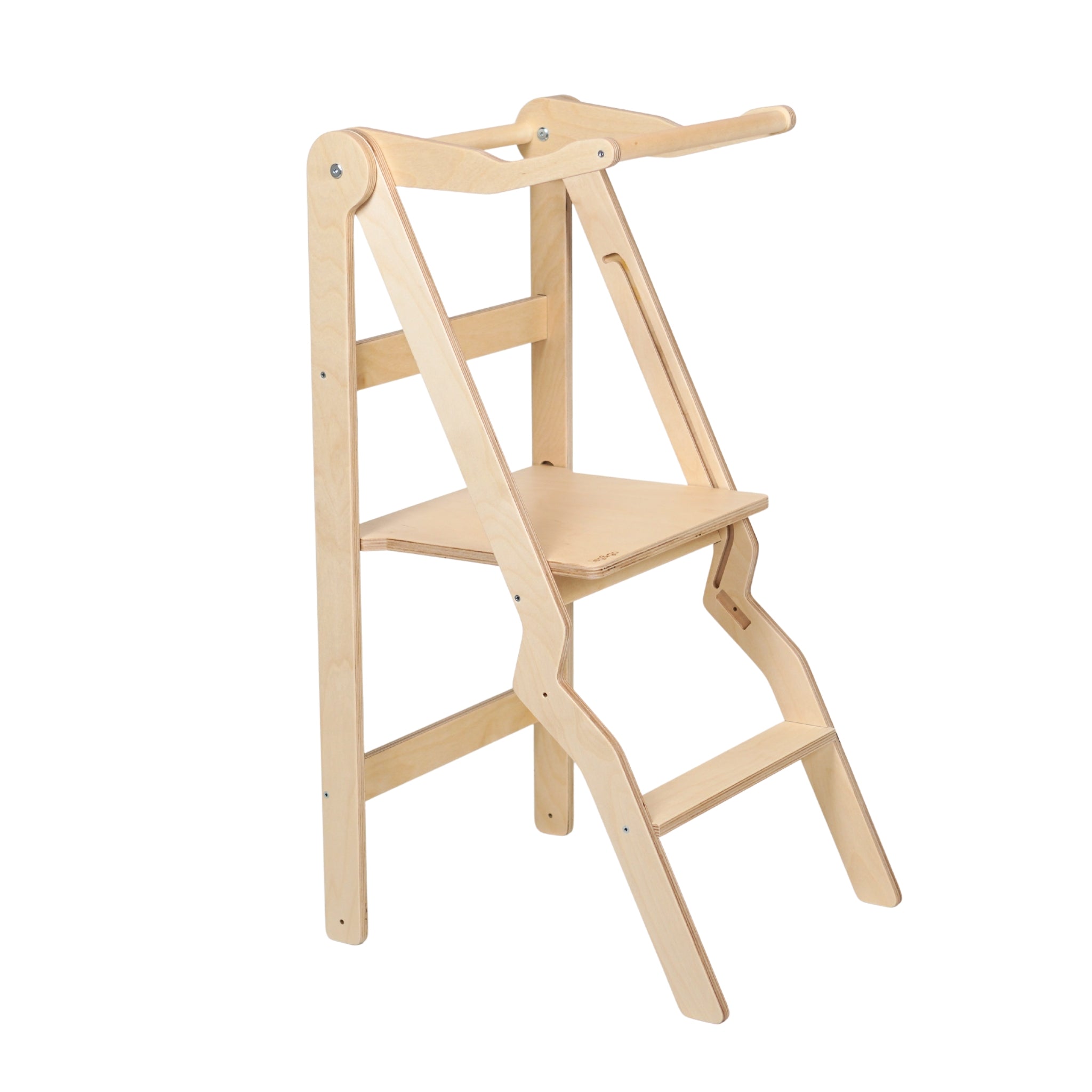 natural wooden foldable learning tower zigzag for kitchen