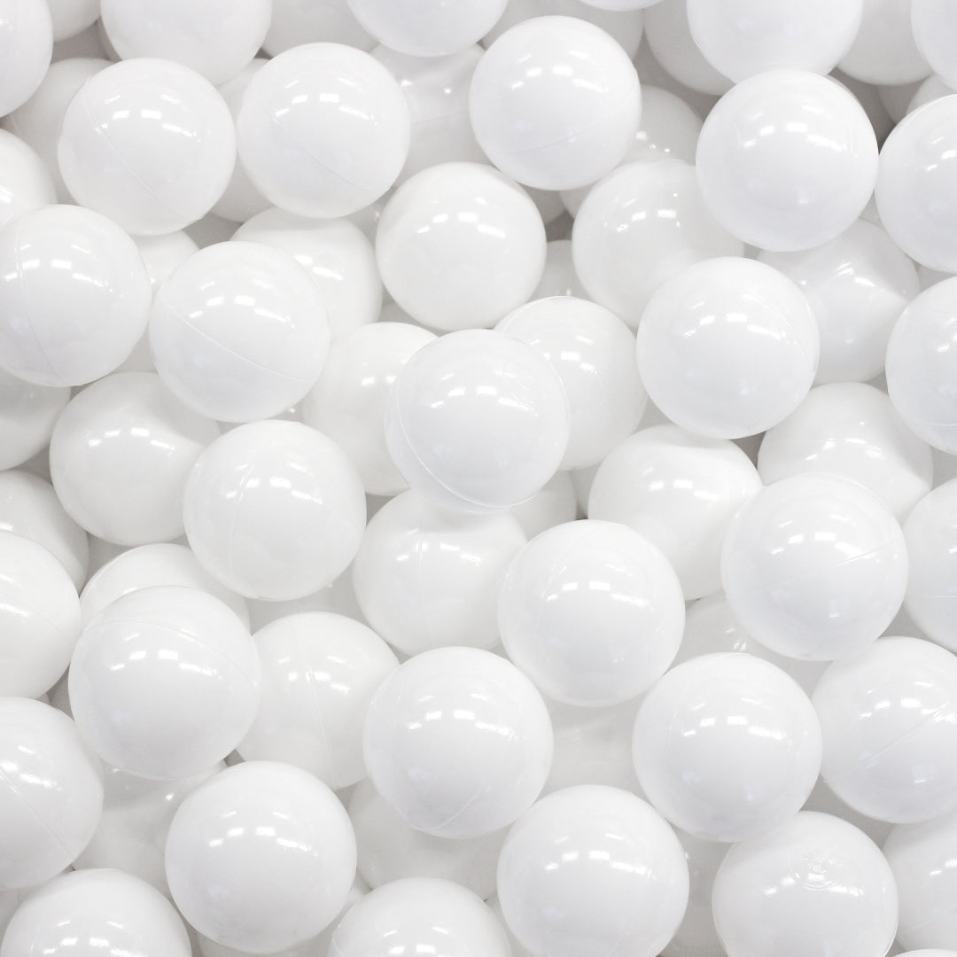 Close-up of a pile of white balls for soft ball pit
