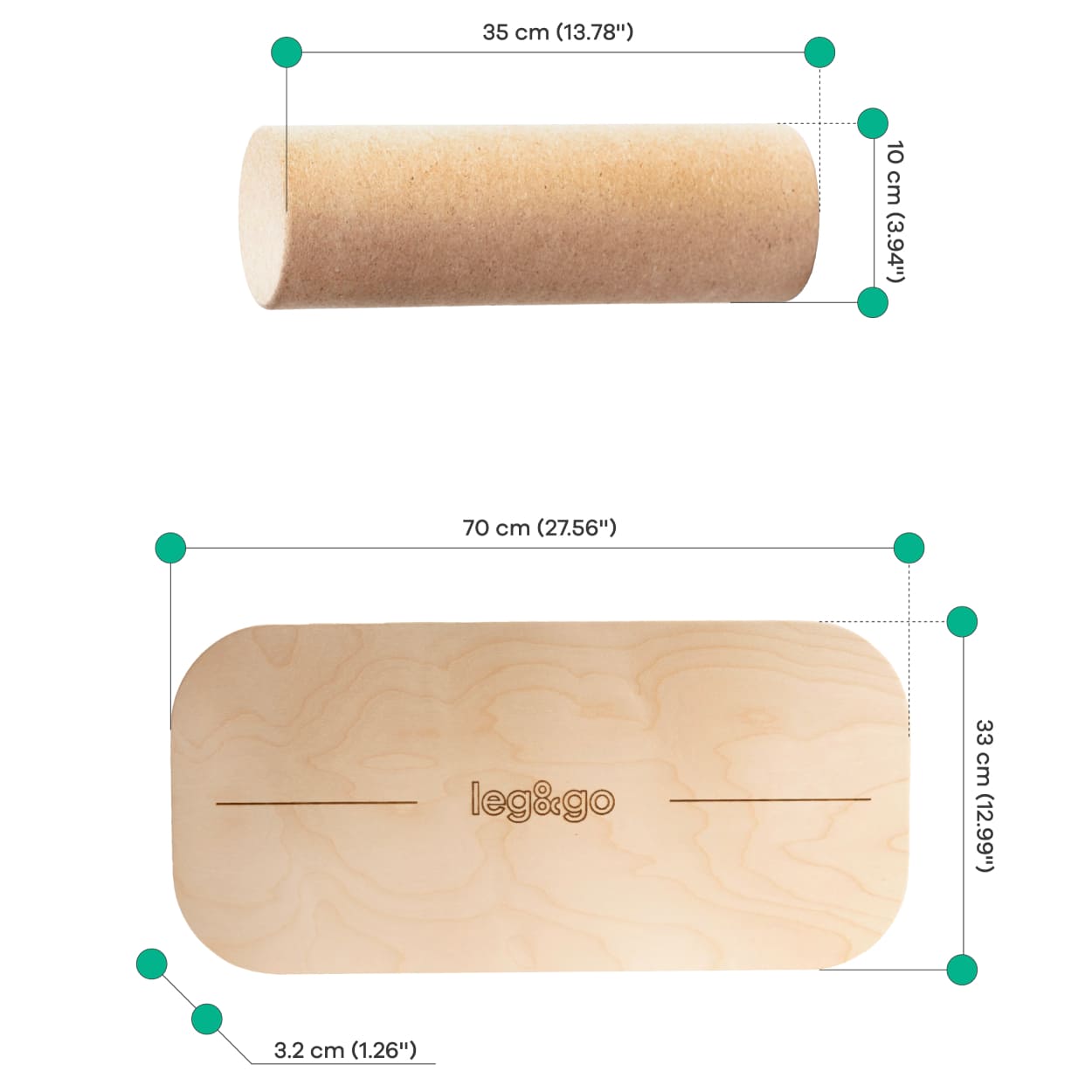 Balance board with exercise roll - oval