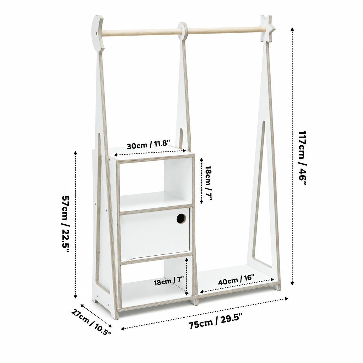Montessori Kids Wardrobe with Shelves