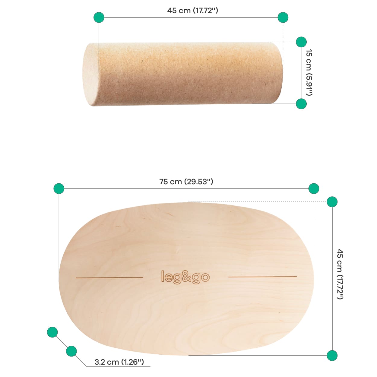 Balance board with exercise roll - oval