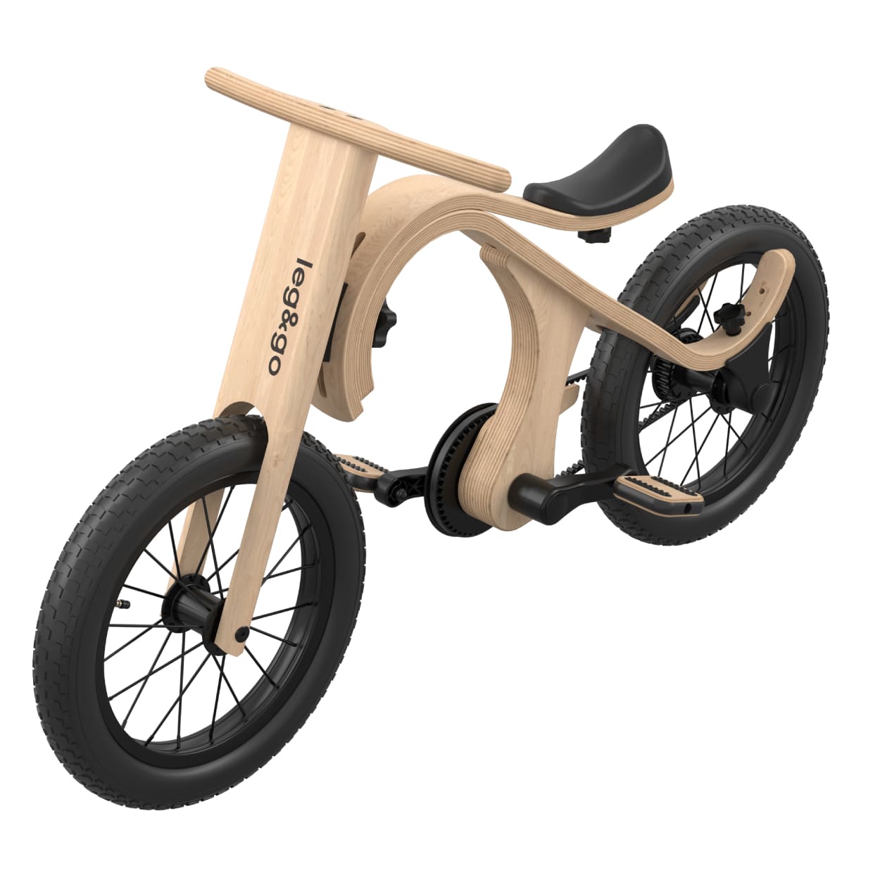 Leg&go balnace bike with pedal bike add on attached to it