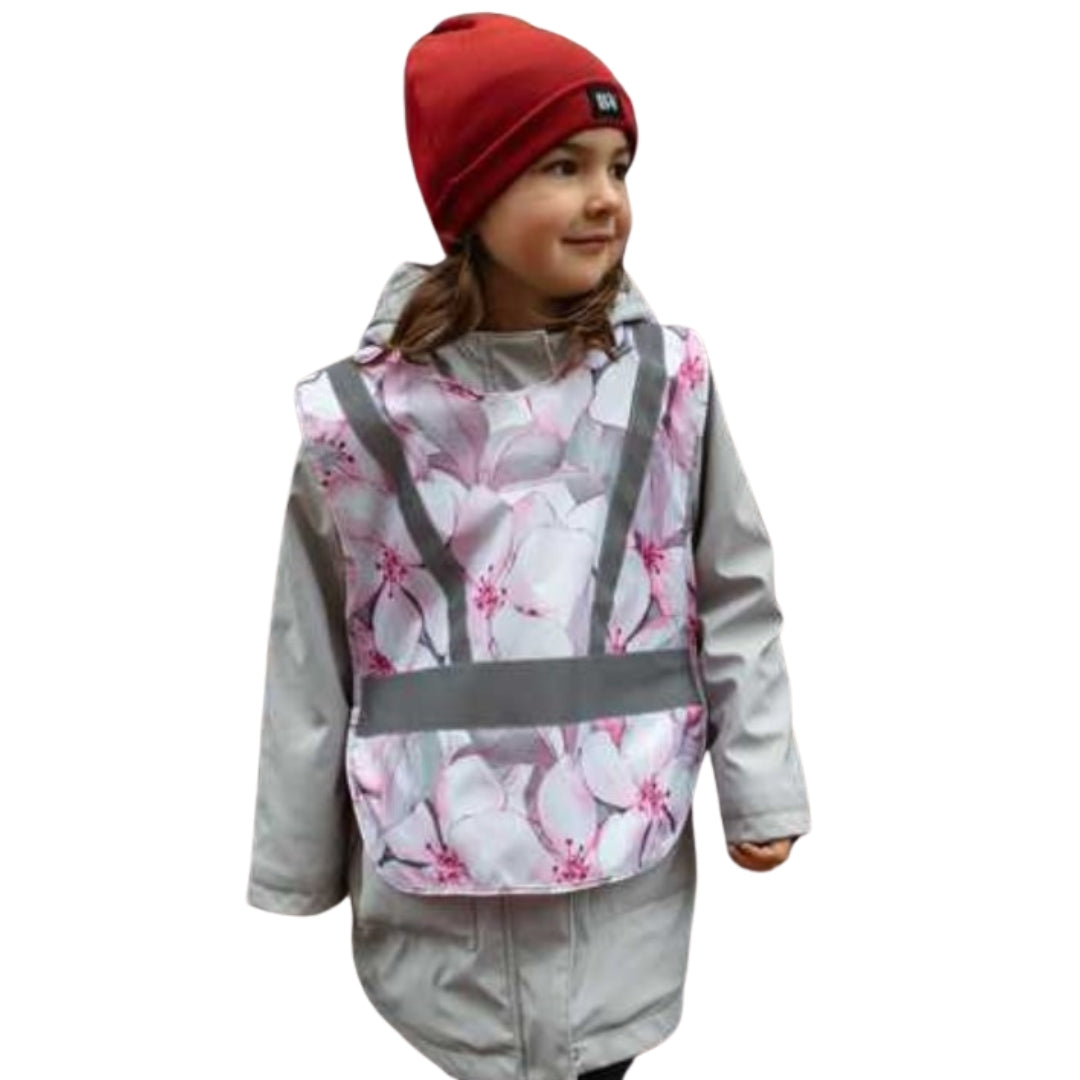 Girl wearing Blossom design reflective vest