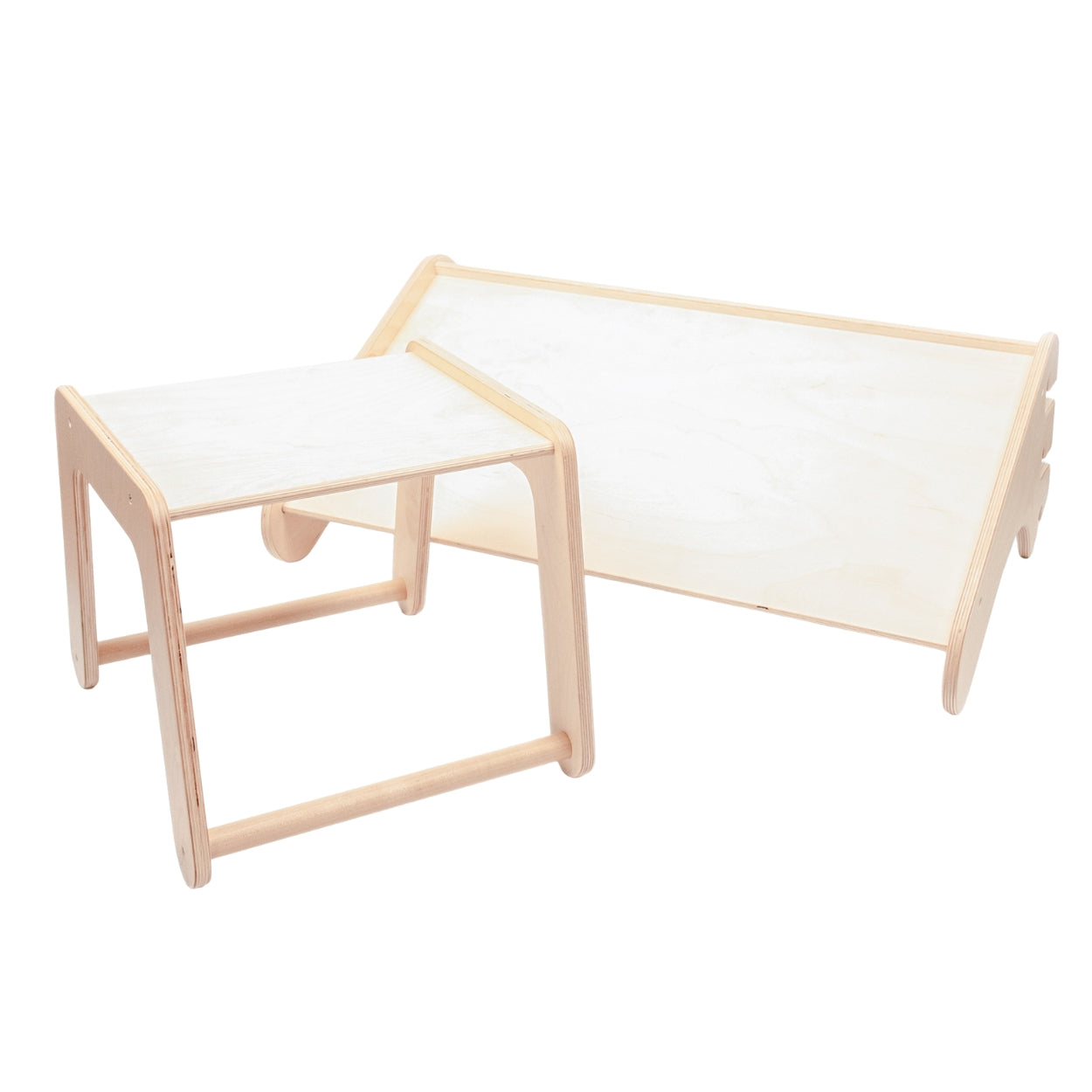 Desk and chair add-on for Swedish wall climber gym