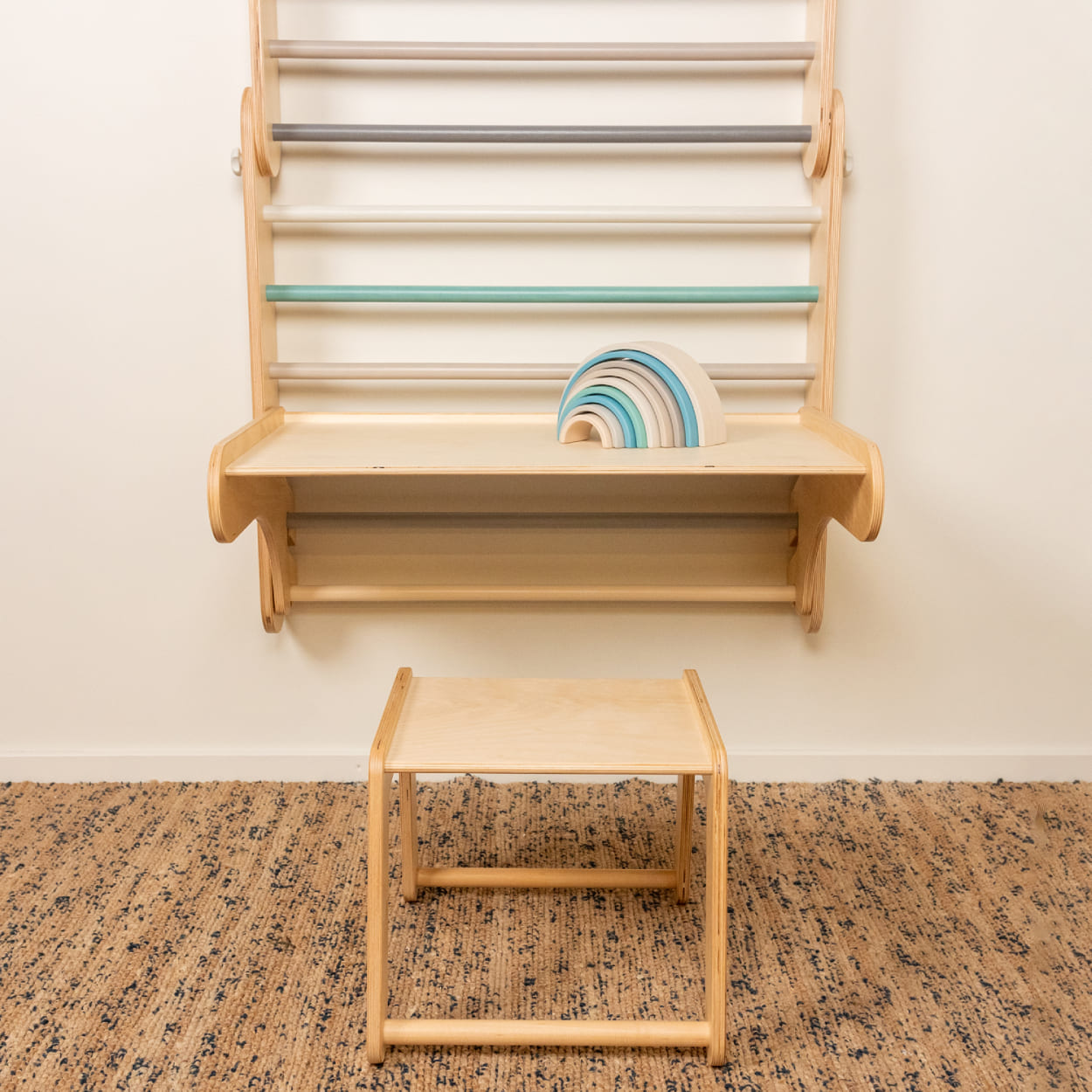 Swedish ladder set with table and chair add on for the child