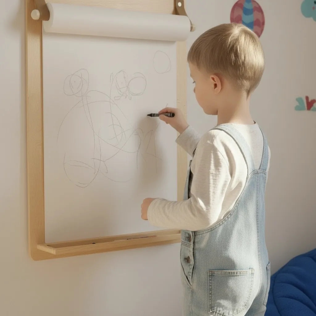 Wooden wall mount drawing board used as modern art board for kids