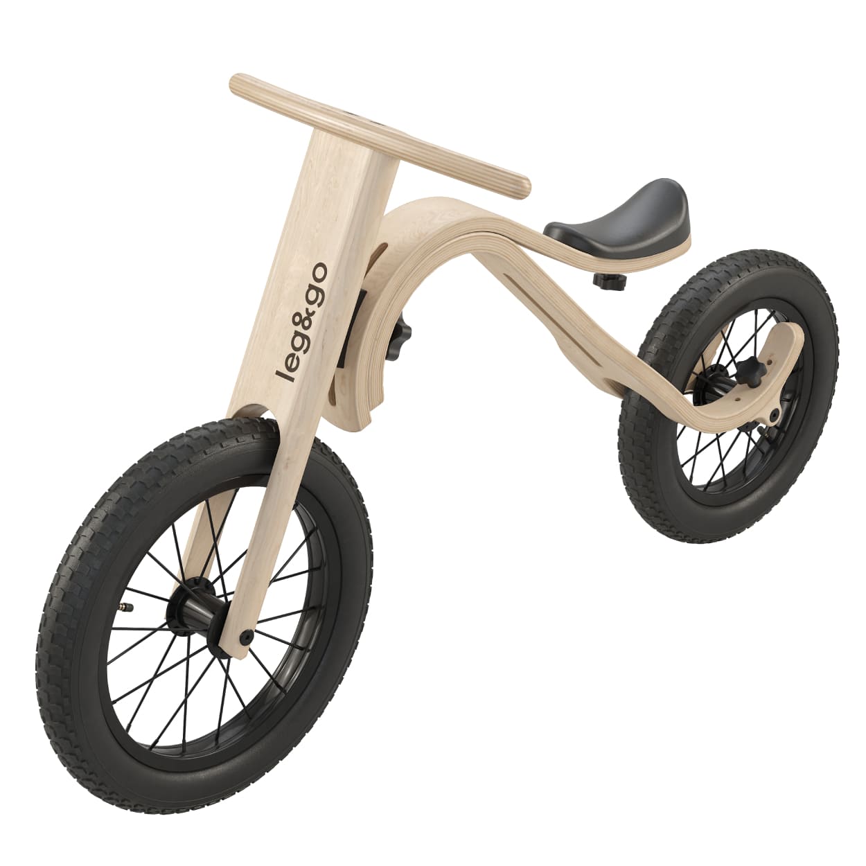 Wooden Balance bike on white background