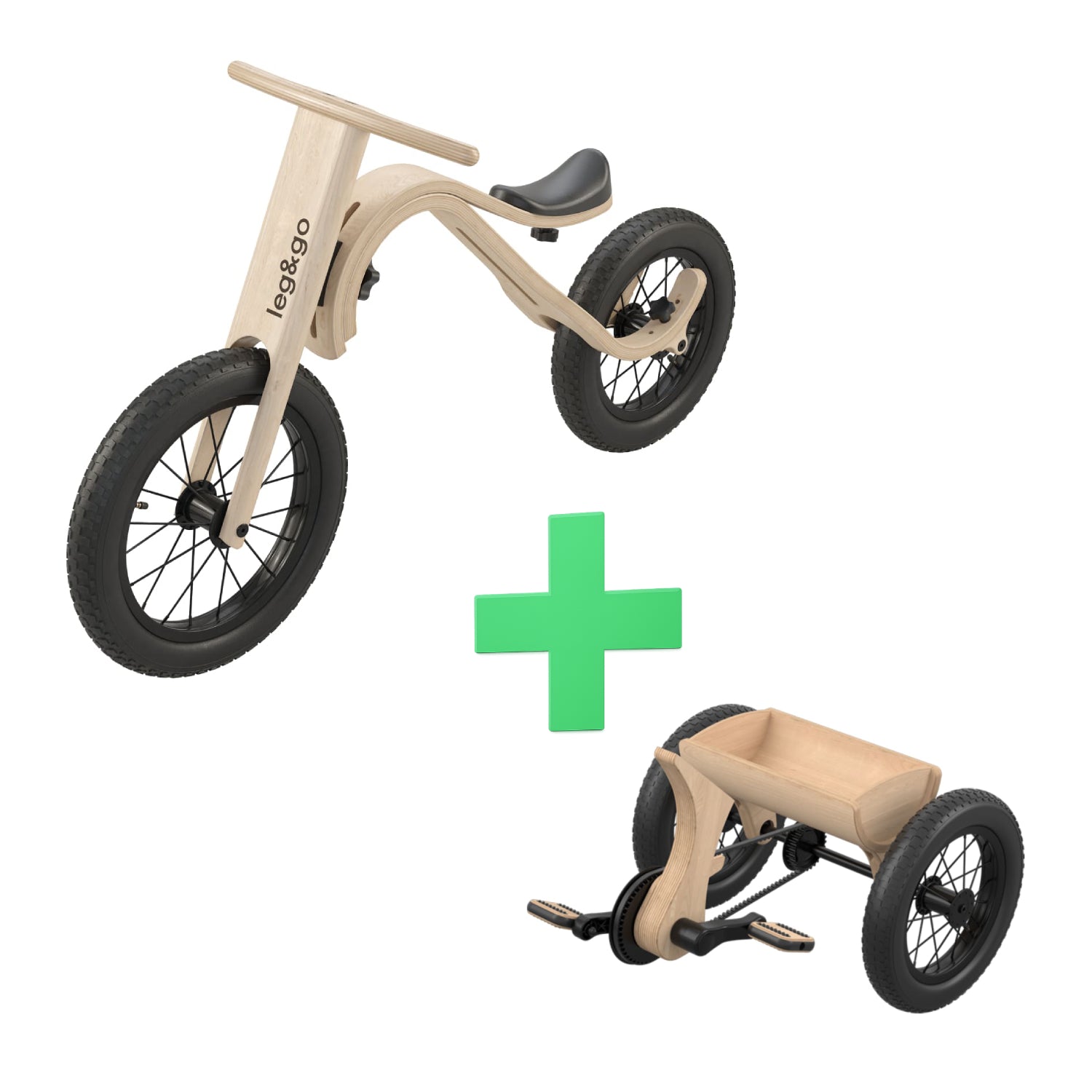 Balance bike and tricycle add-on set