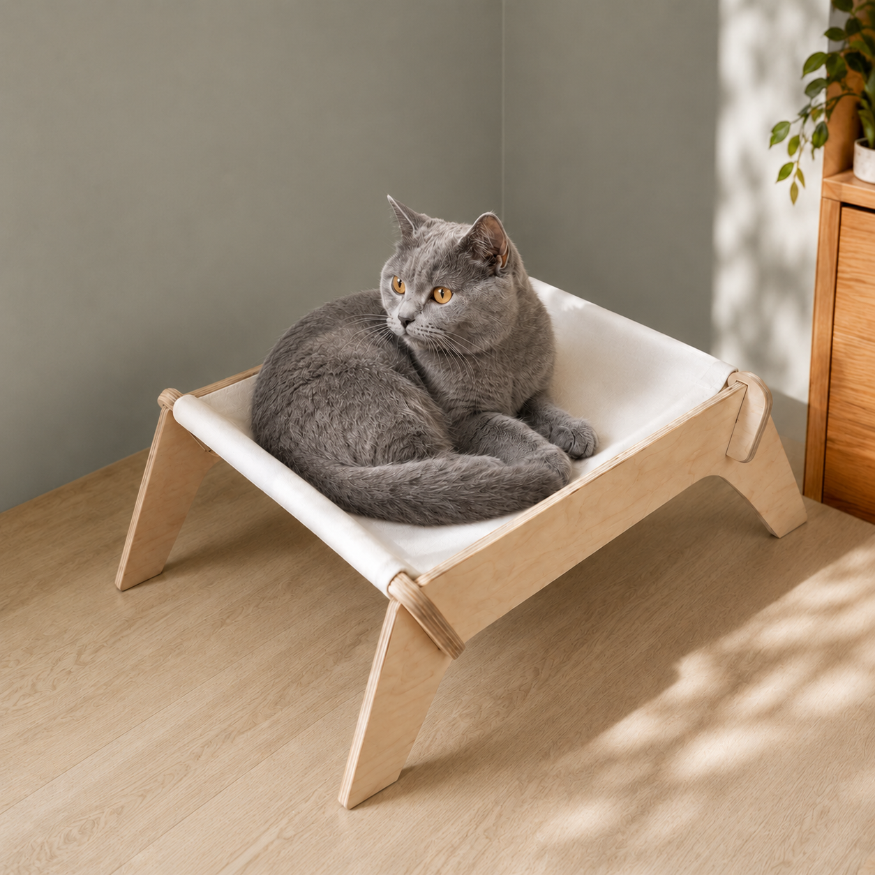 Elevated Wooden Cat Bed