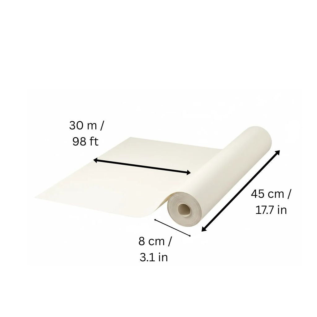 Paper roll accessory for kids drawing board showing size and mounting details
