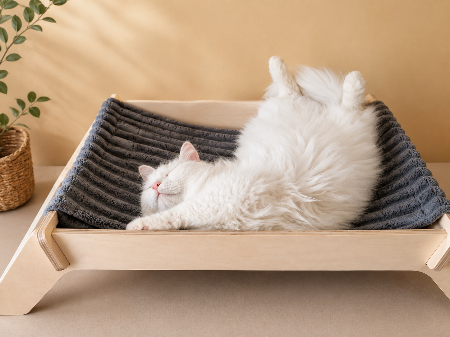 Elevated Wooden Cat Bed