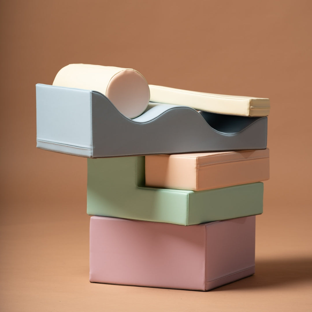Explorer set soft blocks in light pastel neatly stacked