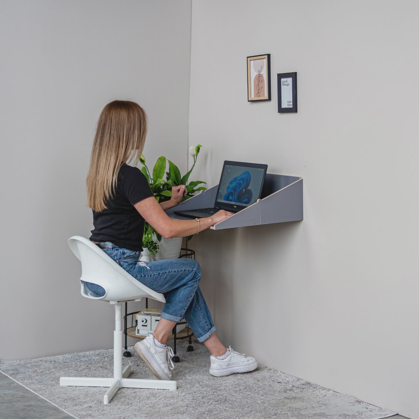 Video of a Murphy Desk transforming from wall shelf into a fold down desk