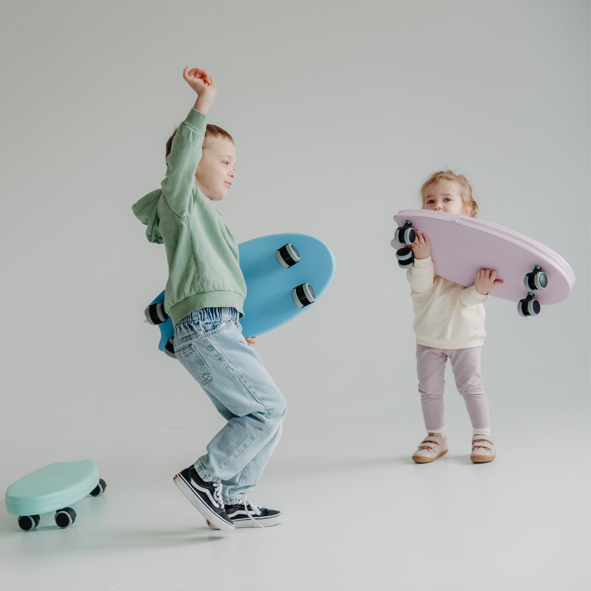 Soft foam surf ride on toy for kids, lightweight indoor ride-on toy with wheels