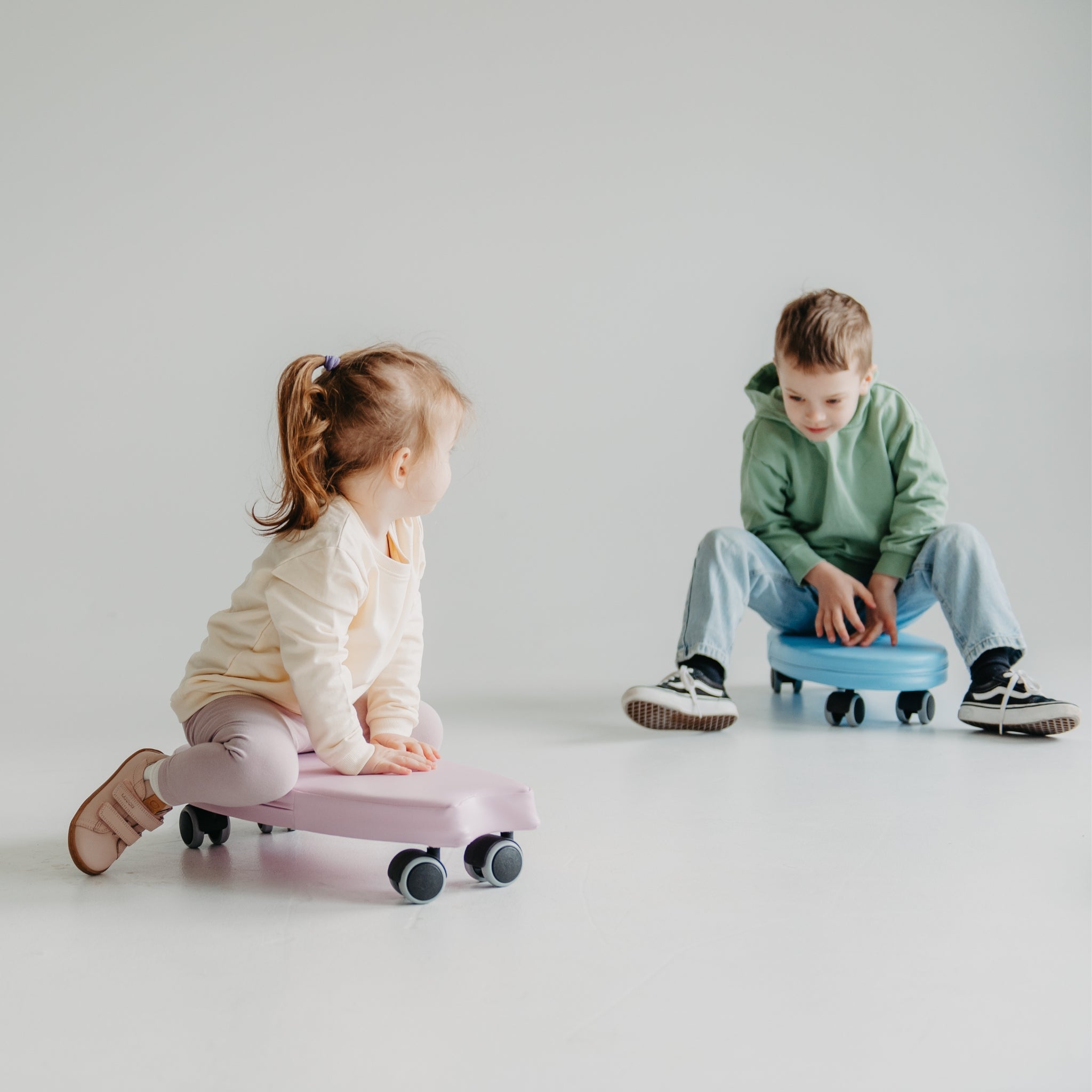 Child riding foam surf ride on toy, safe indoor balance and movement play